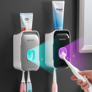 Automatic Toothpaste Squeezer & Wall-Mounted Toothbrush Holder